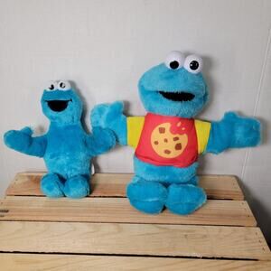 Set of 2 Sesame Street Cookie Monster Plush Dolls: 12" Sing Along & 10" Plush